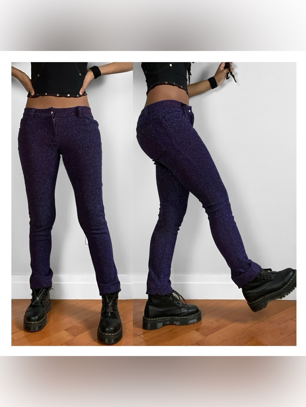 Vtg Lip Service Sparkly Skinny Leggings Pants Small Womens Mall Goth Gothic Y2K